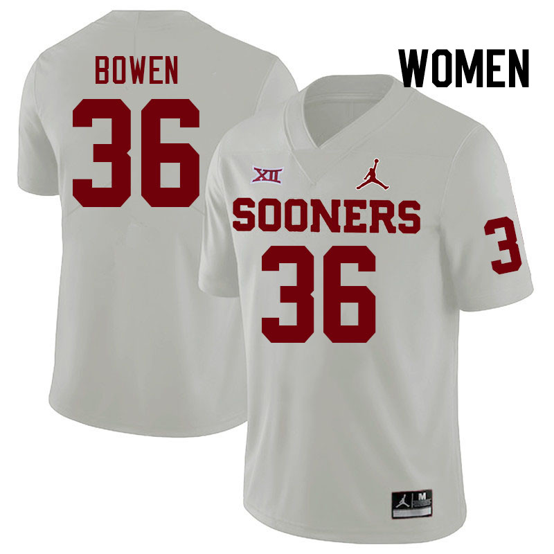 Women #36 Eli Bowen Oklahoma Sooners College Football Jerseys Stitched-White